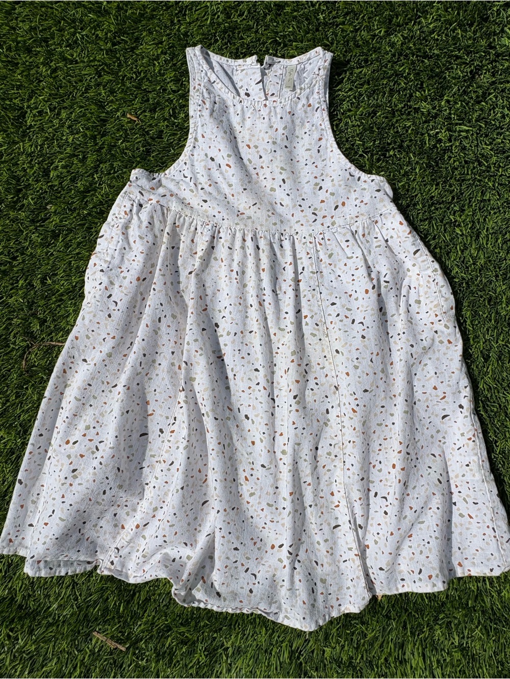 Offwhite Terrazzo Print Sleeveless Sundress